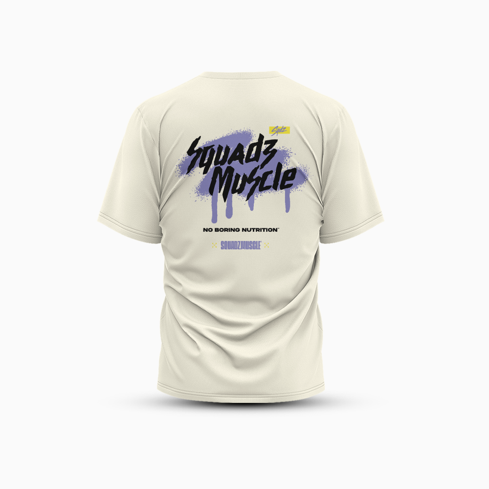 Camiseta Oversized Marfim com Roxo SQUADZ MUSCLE