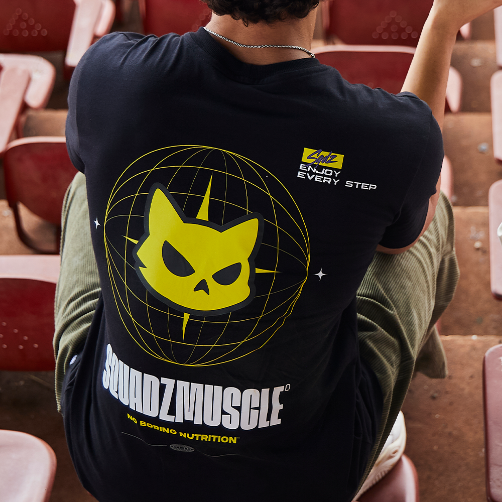 Camiseta Casual Preta com Amarelo SQUADZ MUSCLE