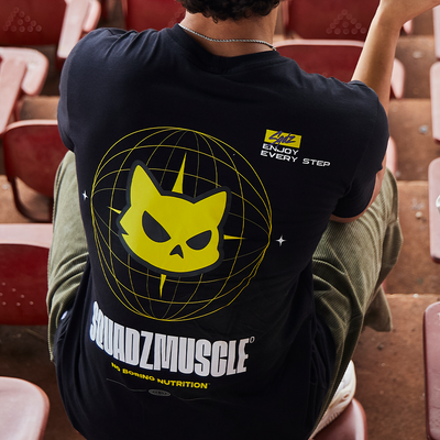 Camiseta Casual Preta com Amarelo SQUADZ MUSCLE