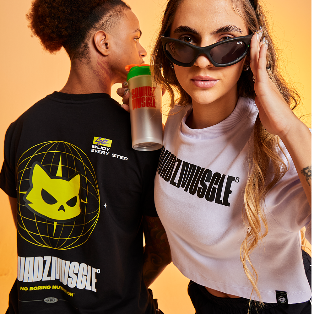 Camiseta Casual Preta com Amarelo SQUADZ MUSCLE