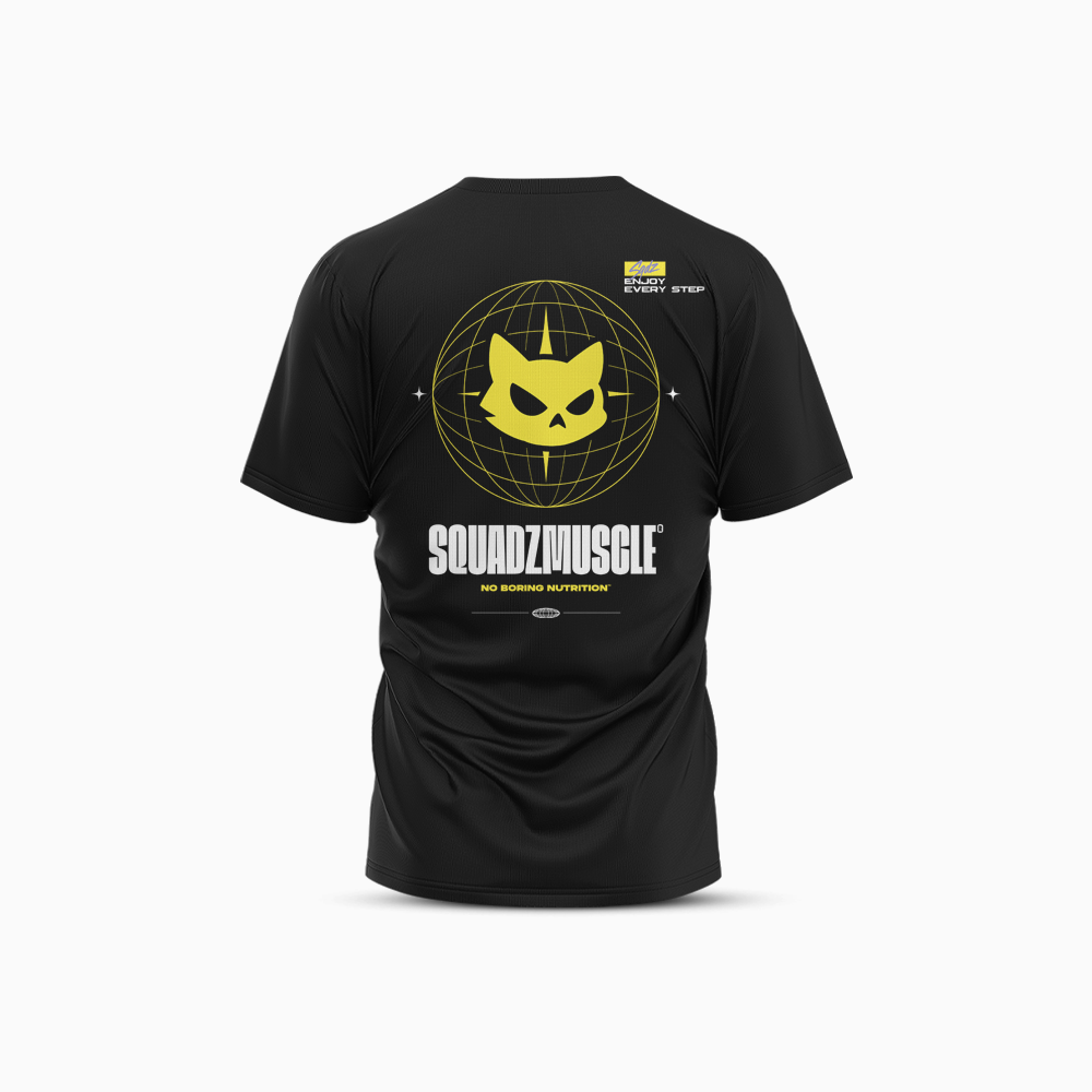 Camiseta Casual Preta com Amarelo SQUADZ MUSCLE