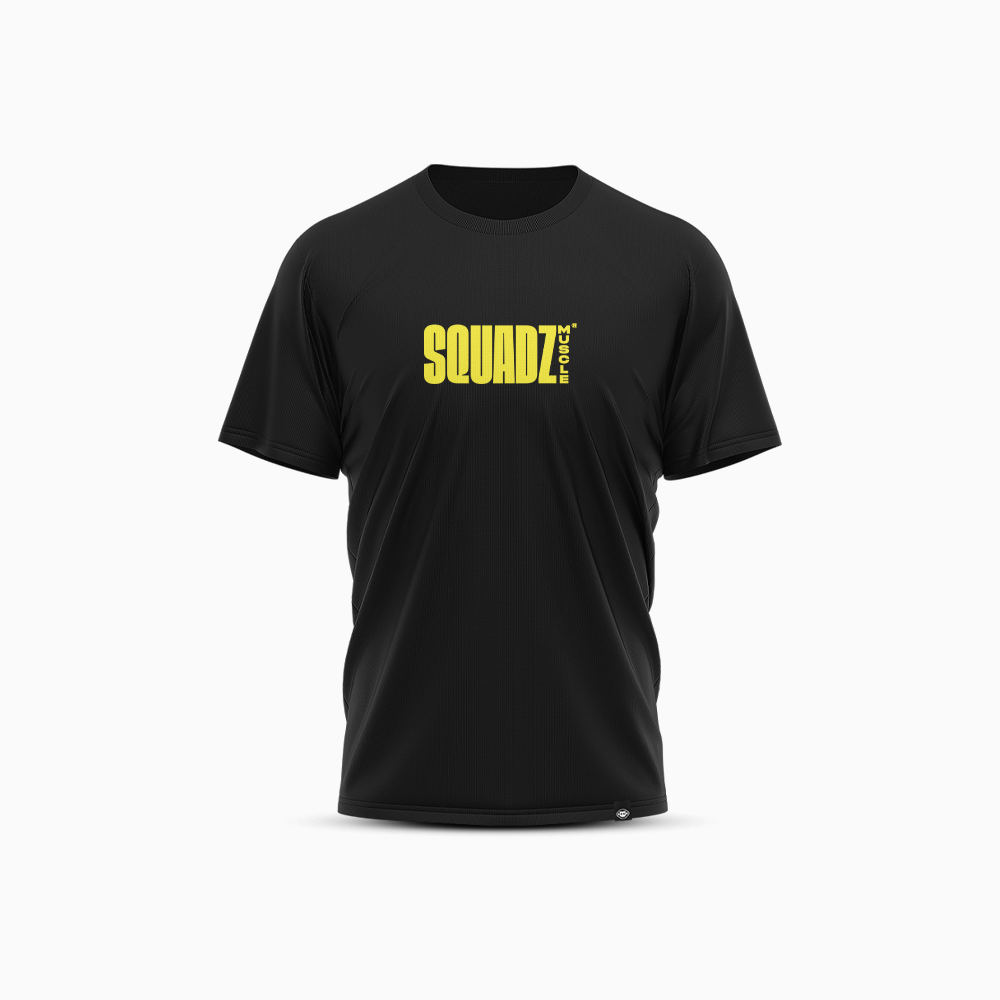 Camiseta Casual Preta com Amarelo SQUADZ MUSCLE
