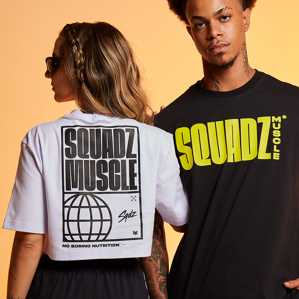 Camiseta Casual Branca com Preto SQUADZ MUSCLE