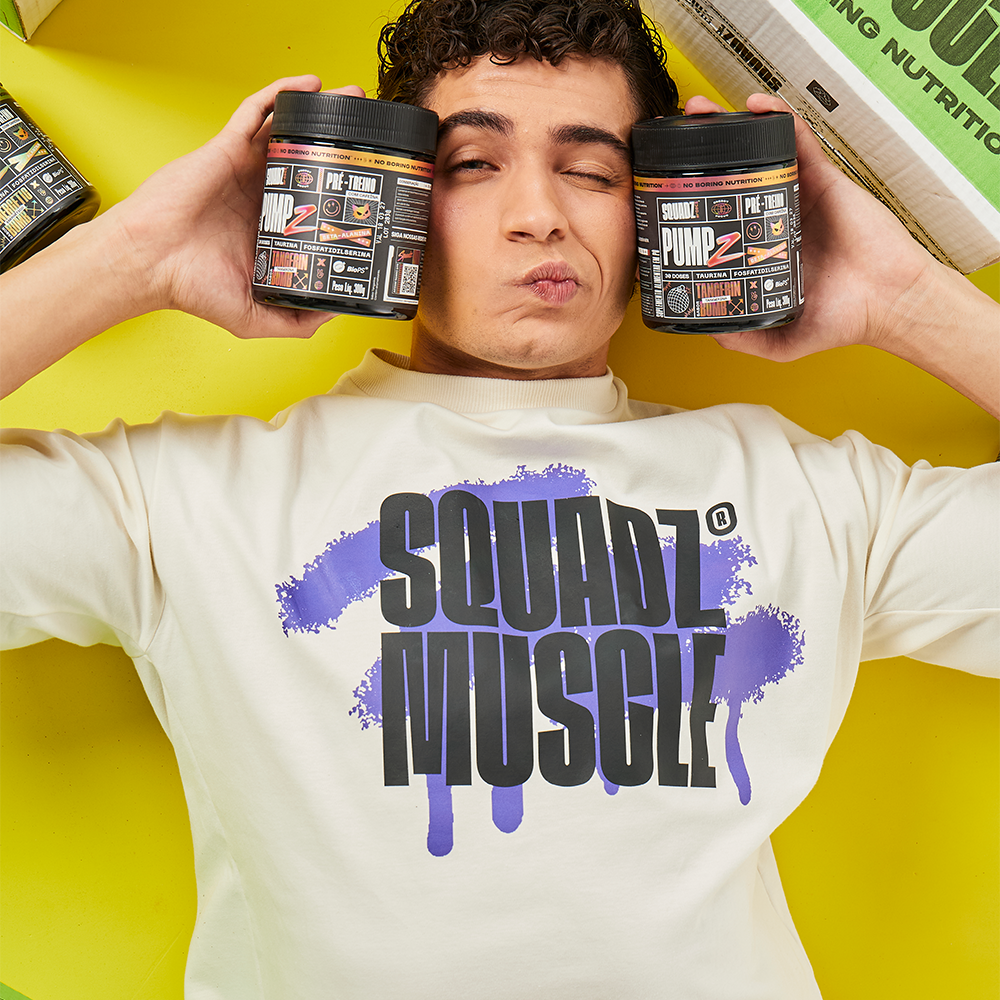 Camiseta Oversized Marfim com Roxo SQUADZ MUSCLE