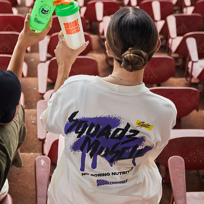 Camiseta Oversized Marfim com Roxo SQUADZ MUSCLE