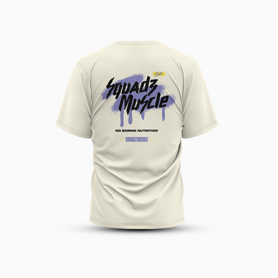 Camiseta Oversized Marfim com Roxo SQUADZ MUSCLE