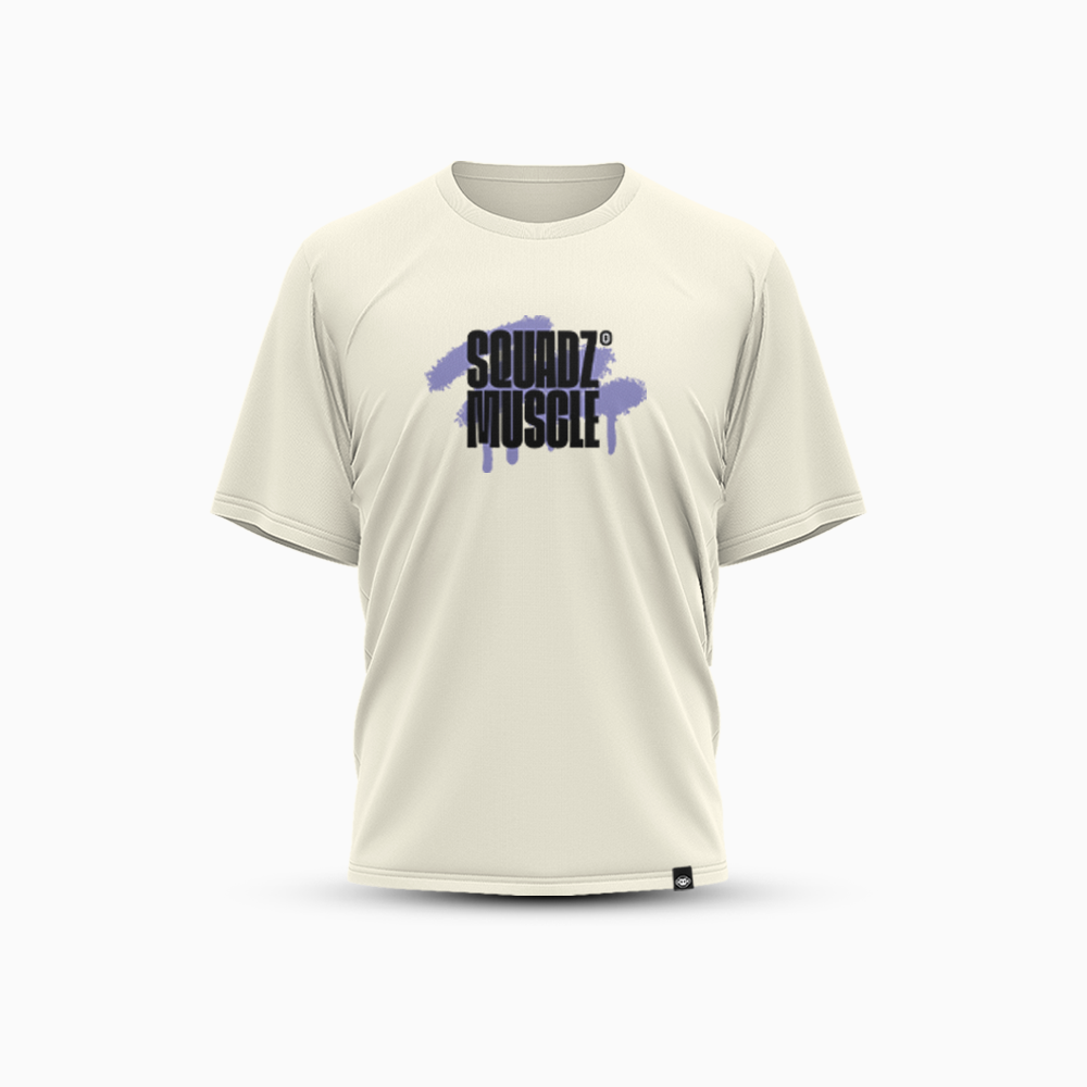 Camiseta Oversized Marfim com Roxo SQUADZ MUSCLE