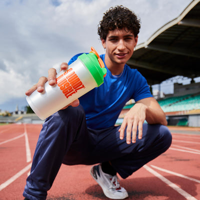 Coqueteleira SQUADZ MUSCLE Branco Pérola com Laranja 600ml