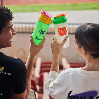 Coqueteleira SQUADZ MUSCLE Verde com Amarelo 600ml