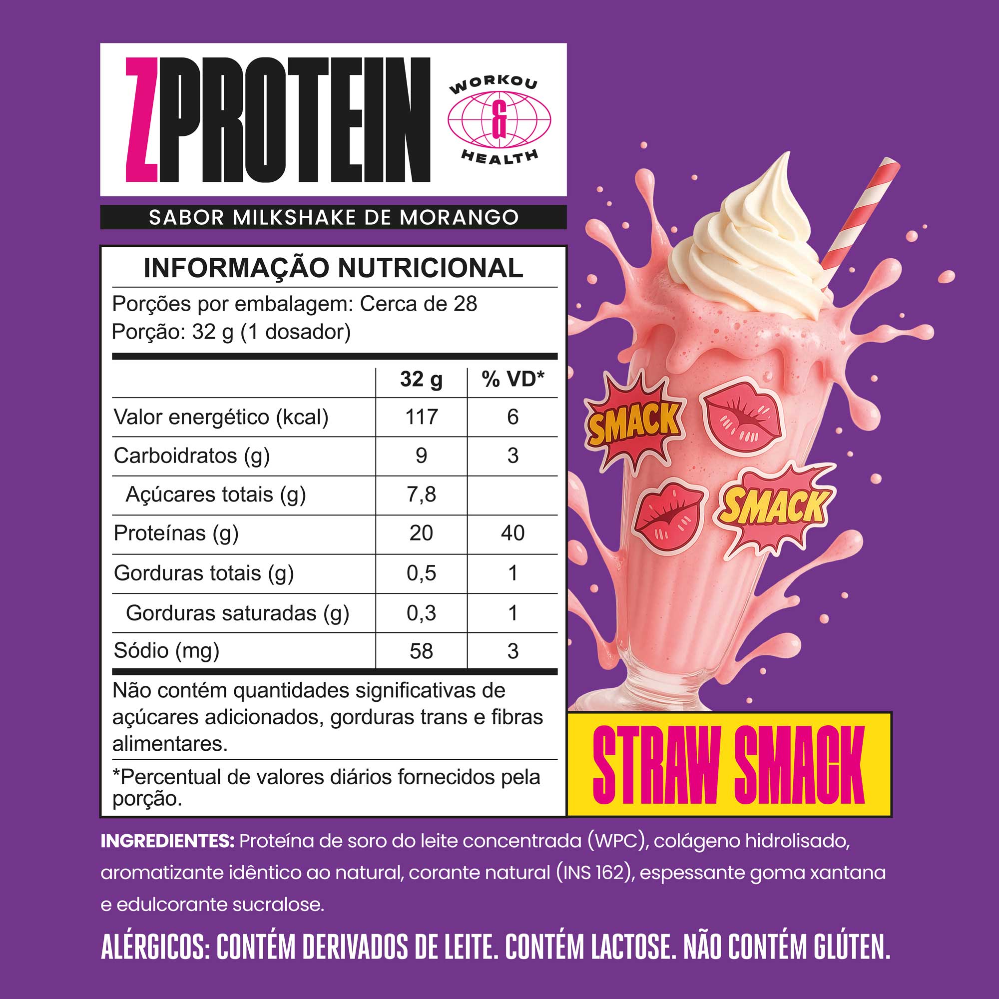 ZPROTEIN Milkshake de Morango 900g